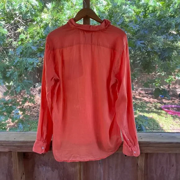 Vince Men's 100% Linen Orange Button Down Shirt Size L - Picture 2 of 9